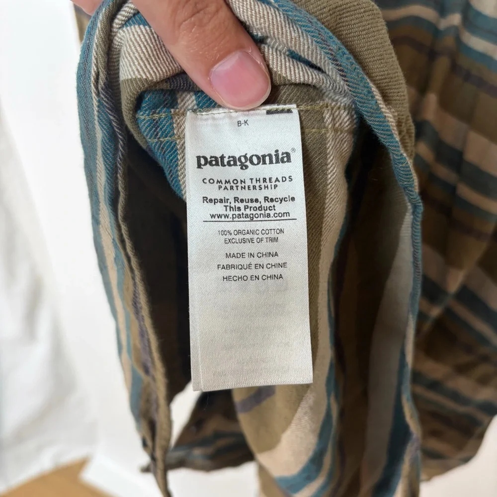 Patagonia Fjord Flannel Organic Cotton Striped Shirt - Brown and Gray